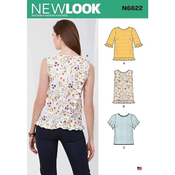 New Look Sewing Pattern 6622 Top Tunic Blouse Shirt Misses Size 8-20 - Picture 1 of 3